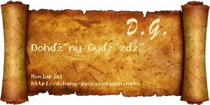 Dohány Győző névjegykártya